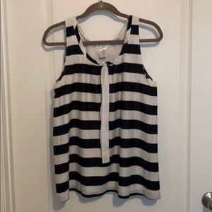Black and white stripe tank with split back